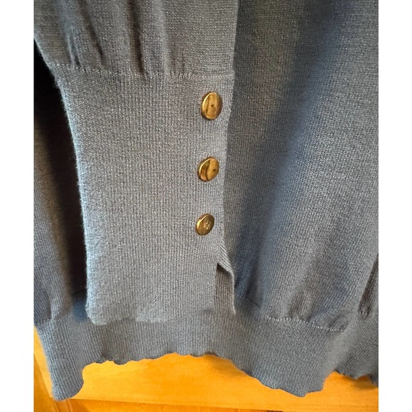 V267 NWOT, Arianna By Howards Women’s BLUE Turtleneck Gold Snaps Sweater Sz LG - Picture 5 of 11